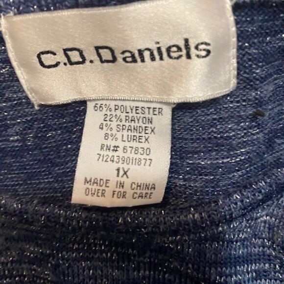 C. D. Daniels Blue Lurex scoop neck sweater tunic, size 1X - Picture 4 of 4